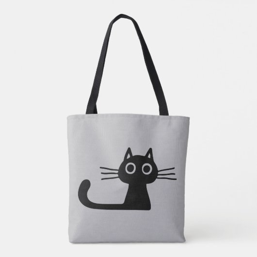 Tote Bag Curieux Black Kitty Chat Kitten Fun Mode (Dos)