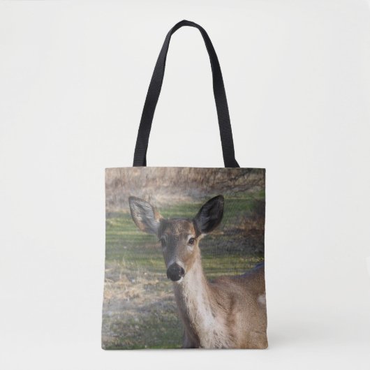 Tote Bag Curieux cerf à queue blanche (Devant)