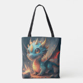 Tote Bag Curieux Dragon Bleu Chibi (Dos)