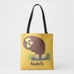 Tote Bag Curieux et drôle dessin animé de chouette brune