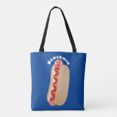 Tote Bag Curieux hot dog Weiner dessin animé (Dos)