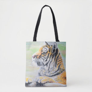 Tote Bag Curieux tableau de tigre