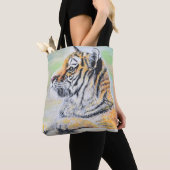 Tote Bag Curieux tableau de tigre (De près)