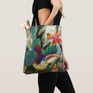 Tote Bag Curl Crested Aracari Toucan