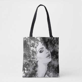Tote Bag Curly Grace : Mode Aquarelle Beauté