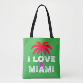 Tote Bag Custom attractive vibrant I love Miami Green (Devant)