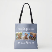 Tote Bag Custom Chien Mom Grey Photo Collage (Devant)