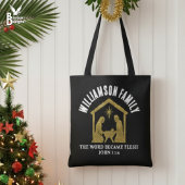Tote Bag Custom Christian Glitter Nativity Family Christmas