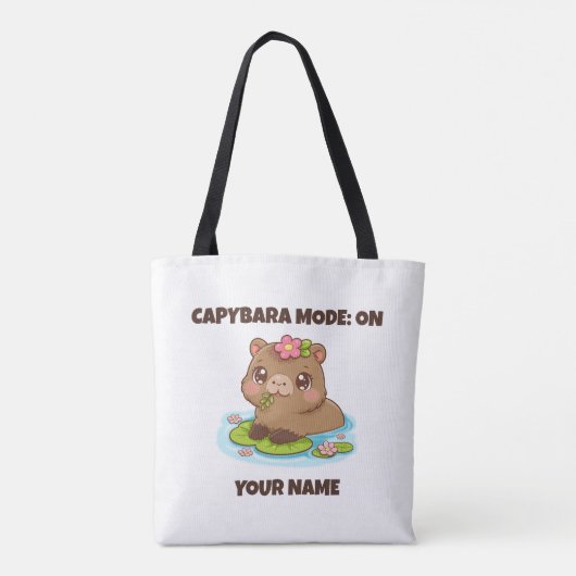 Tote Bag Custom Cute Kawaii Capybara Mode (Dos)