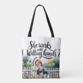Tote Bag Custom Elle travaille avec les mains de volonté Ch (Dos)