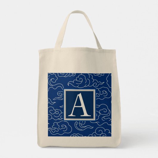 TOTE BAG CUSTOM INITIAL JAPANESE CLOUD PATTERN (Dos)