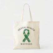 Tote Bag Custom Mental Health Matters Quote Green Ribbon  (Devant)