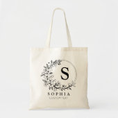 Tote Bag Custom Minimalist Floral Monogram Bride Bridesmaid (Devant)