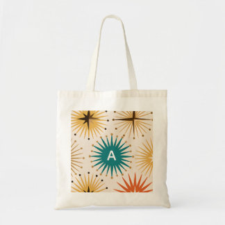 Tote Bag Custom Monogram Mid-Century Modern Starburst