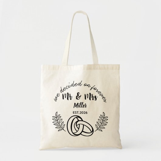 Tote Bag Custom Mr & Mrs Rings Wedding (Devant)