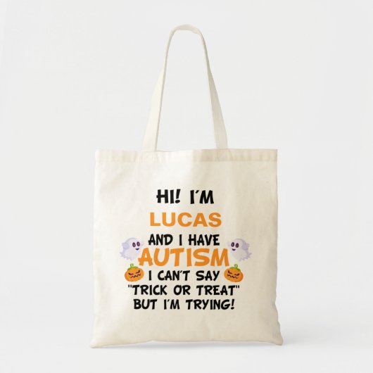 Tote Bag Custom Name Autism Trick or Treat  (Devant)