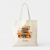 Tote Bag Custom Name Autumn Books & Pumpkin Cozy Reader (Dos)