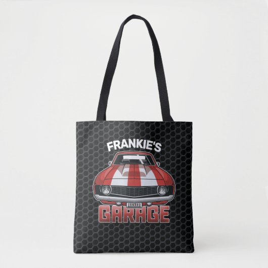 Tote Bag Custom NAME Classic American Muscle Garage (Devant)