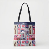 Tote Bag Custom Name London UK Icons (Devant)