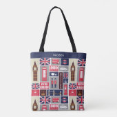 Tote Bag Custom Name London UK Icons (Dos)