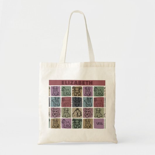 Tote Bag Custom Name Miniature Schnauzer Retro Art Gift (Devant)