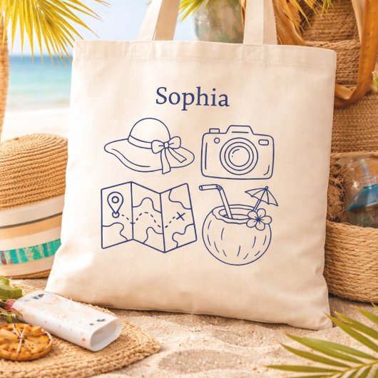 Tote Bag Custom Name Summer Vacation Canvas Bag
