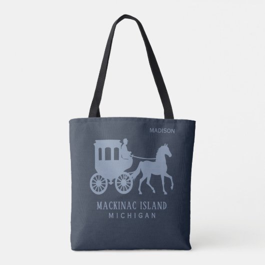 Tote Bag Custom Name & Text Mackinac Island (Dos)