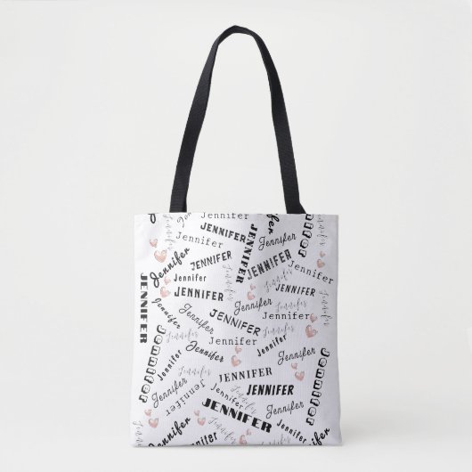 Tote Bag Custom Name Typography Pattern (Devant)