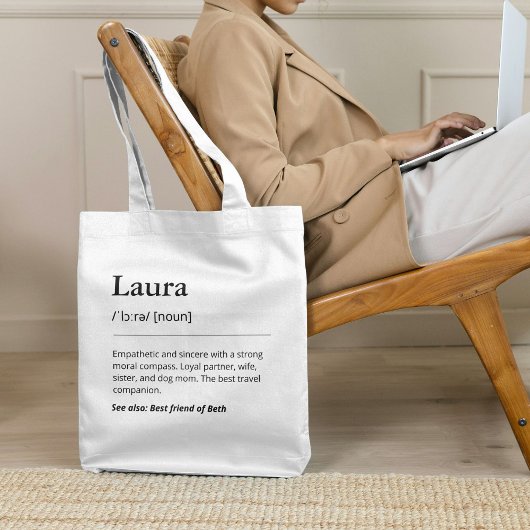 Tote Bag Custom Name Word Definition Modern Funny