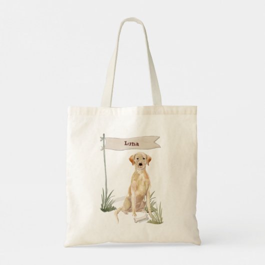 Tote Bag Custom Name Yellow Lab Pet Dog (Dos)