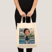 Tote Bag Custom Photo Head Padel/Pickleball Player Caricatu (Devant (produit))