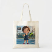 Tote Bag Custom Photo Head Padel/Pickleball Player Caricatu (Devant)