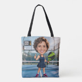 Tote Bag Custom Photo Head Padel/Pickleball Player Caricatu (Dos)