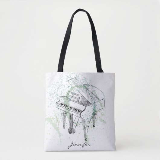 Tote Bag Custom Piano Illustration Art Drawing Music Lovers (Devant)