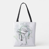 Tote Bag Custom Piano Illustration Art Drawing Music Lovers (Dos)