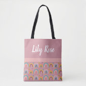 Tote Bag Custom Pink Rainbow Pattern (Devant)