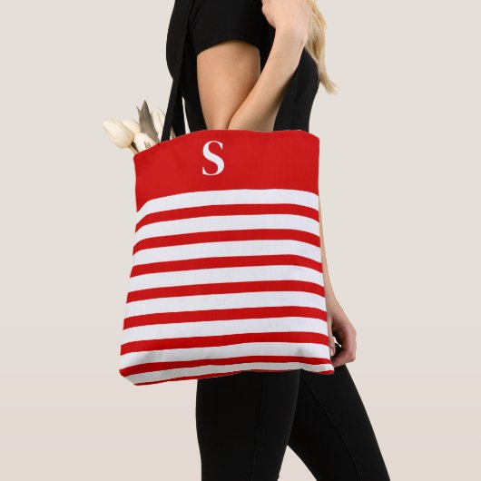 Tote Bag Custom Red Monogram (De près)