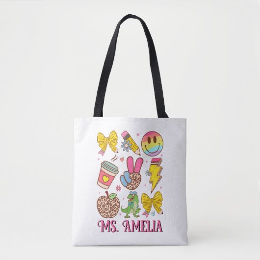Tote Bag Custom Teacher Bag, Custom Back to School Bag (Devant)
