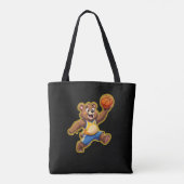 Tote Bag Cute 3D Teddy Bear Playing Basketball – Adorable S (Dos)