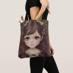 Tote Bag Cute Adorable Style Vintage Chibi Kawaii Girl Art