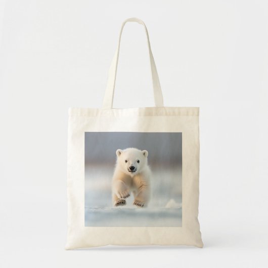 Tote Bag Cute Alaska Polar Bear Cub (Devant)