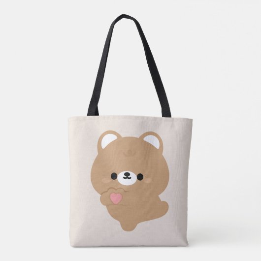 Tote Bag Cute Amour Ours Brown (Dos)