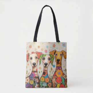 Tote Bag Cute and Colorful Puppies Design