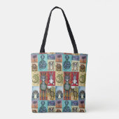 Tote Bag Cute Animal Collage Folk Art Design (Dos)