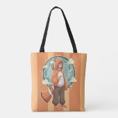 Tote Bag Cute Anime Boy in Clownfish Costume drinking Coffe (Dos)