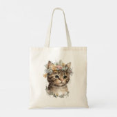 Tote Bag Cute Aquarelle Floral Kitten (Dos)