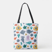 Tote Bag Cute Aquarelle Océan Animaux Motif (Dos)