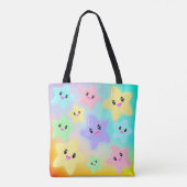 Tote Bag Cute arc-en-ciel étoile brillante Kawaii Ombre col (Dos)