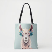 Tote Bag Cute Art Turquoise Pastel Llama (Devant)