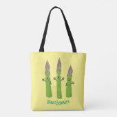 Tote Bag Cute asperges chantant un trio végétal dessin anim (Dos)